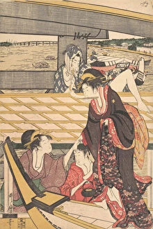 Pleasure Parties in Boats on the Sumida River under the Ryogoku Bridge, ca. 1796