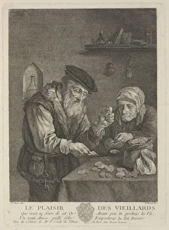 Pleasures of Old Age (after the painting by David Teniers the Younger), Mid of the 18th cen Artist: Basan, Pierre-Francois (1723-1797)