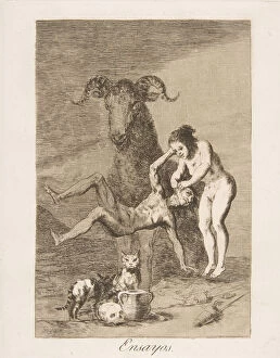 Skull Gallery: Pllate 60 from Los Caprichos : Trials (Ensayos.), 1799. Creator: Francisco Goya
