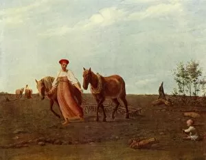 Alexey Collection: In the Ploughed Field. Spring, 1820s, (1965). Creator: Aleksey Venetsianov