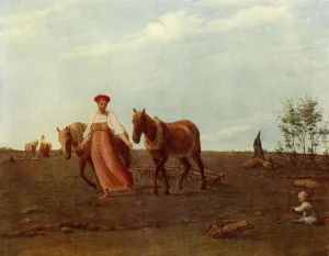 Aleksey Collection: In the Ploughed Field. Spring, 1820s, (1965). Creator: Aleksey Venetsianov