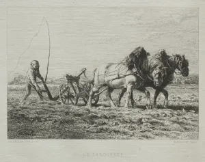 Charlesemile Jacque French Prints: Ploughing. Creator: Charles-Emile Jacque (French, 1813-1894)