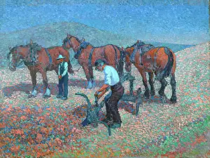 Plough Prints: Ploughing on the Downs, c1907. Creator: Robert Polhill Bevan