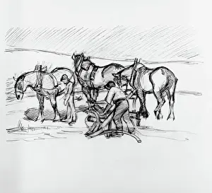 Preparing Prints: Ploughing on the Downs, c1907. Creator: Robert Polhill Bevan