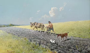 Ploughing the Field, 1899. Artist: Karasin, Nikolai Nikolayevich (1842-1908)