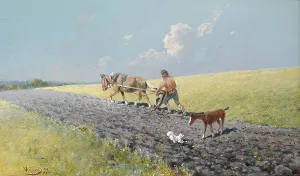 Ploughing the Field, 1899. Artist: Karasin, Nikolai Nikolayevich (1842-1908) Ploughing the Field, 1899. Artist: Karasin, Nikolai Nikolayevich (1842-1908)