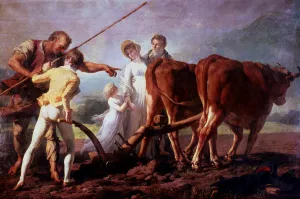 Oxen Prints: The Ploughing Lesson, 1798. Artist: Francois-Andre Vincent
