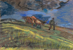 Leading Prints: Ploughman, 1930-1935. Creator: Arnold Peter Weisz-Kubincan