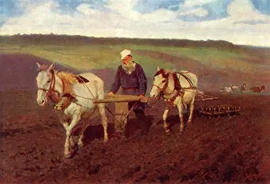 Images Dated 9th April 2019: The Ploughman (Leo Nikolayevich Tolstoy at the Plough), 1887, (1965). Creator: Il ya Repin
