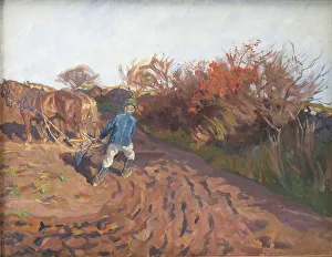 Ploughman Prints: The Ploughman Turns, 1898-1902. Creator: Peter Hansen