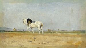 Carthorse Collection: A Plow Horse in a Field, 1870 / 1874. Creator: Stanislas Lepine