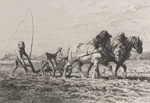 Carthorse Collection: Plowing, 1864. Creator: Charles Emile Jacque