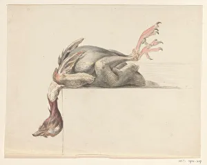 Dead Animal Prints: Plucked bird, hanging down with the head, 1775-1833. Creator: Jean Bernard