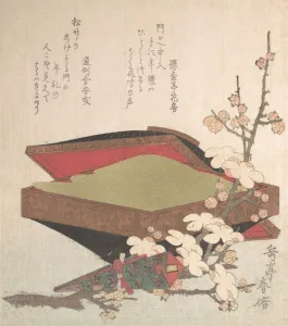 Plum Blossom Prints: Plum Blossoms and Cake-Box, 1819. Creator: Gakutei