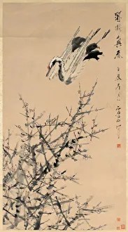 Plum Blossom Prints: Plum Blossoms, Crane, and Spring, Qing dynasty ( 1644-1912); 1824-1896; c. 1892