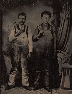 Workman Prints: Two Plumbers in Overalls, 1880s. Creator: Unknown