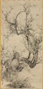 Ink On Silk Prints: Plums, Bamboo, and Orchid, 1834. Creator: Yamamoto Baiitsu (Japanese, 1783-1856)