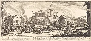 Plundering and Burning a Village, c. 1633. Creator: Jacques Callot Plundering and Burning a Village, c. 1633. Creator: Jacques Callot