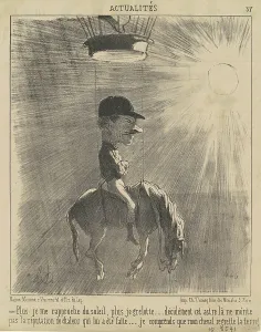 Balloon Prints: Plus je me rapproche du soleil... 19th century. Creator: Honore Daumier