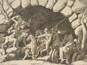 Pluto riding a chariot descending into Hell, from the Division of the Universe, 1531-76