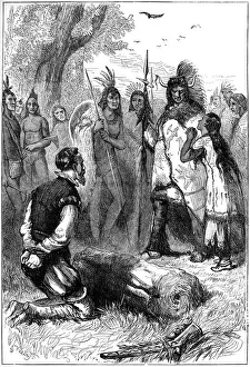 Virginia Prints: Pocahontas saves Captain Smiths life, 1607 (c1880)