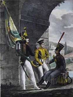 Imperial Guard Collection: Podpraporshchik, Drummer and Hornist of the Finliandsky Guard Regiment, 1829