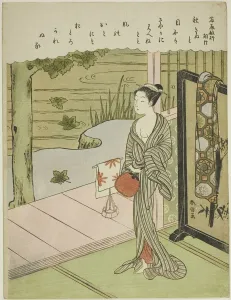 Waka Prints: Poem by Fujiwara no Toshiyuki, from an untitled series of Thirty-Six Immortal Poets, c
