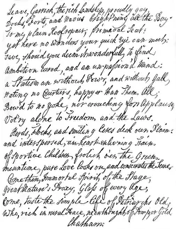 Garrick Prints: Poem by Lord Chatham to David Garrick, 18th century, (1840). Artist: William Pitt