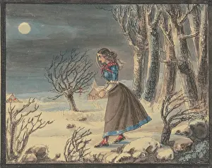 Independence Prints: The poet Anna Louise Karsch in a winter landscape by full moon