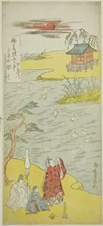 Ariwara No Narihira Collection: The Poet Ariwara no Narihira on the bank of the Sumida River, c. 1764