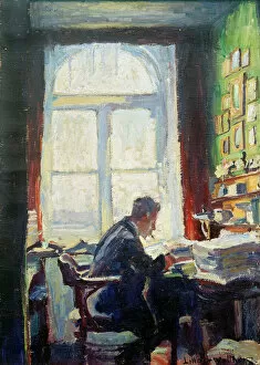 1912 Collection: The poet Caesar Flaischlen at the desk, 1912. Creator: Linde-Walther, Heinrich Eduard (1868-1939)