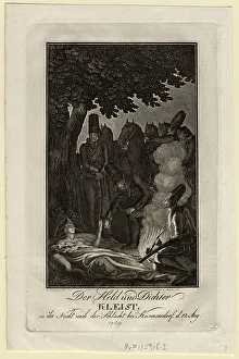 Chodowiecki Prints: Poet Ewald von Kleist at the battle of Kunersdorf