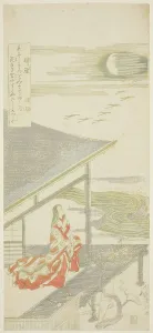 Sasuke Prints: The Poet Ise Looking Up at a Flock of Returning Geese