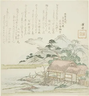 Keisai Eisen Prints: A Poet Looking out of his Lakeside Hut, Japan, c. 1820s. Creator: Ikeda Eisen