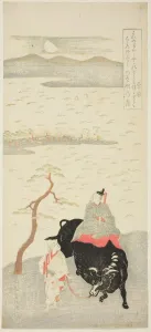 Oxen Prints: The Poet Sugawara Michizane, Japan, early 1760s. Creator: Kitao Shigemasa