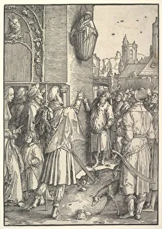 Publius Vergilius Maro Prints: The Poet Virgil in a Basket, 1512. Creator: Lucas van Leyden