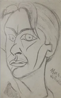 Pencil On Paper Prints: Poet Vladimir Mayakovsky (1893-1930), 1913. Creator: Kulbin, Nikolai Ivanovich (1868-1917)