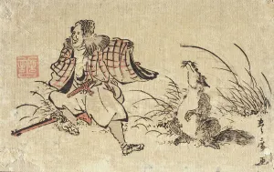 Shunsho Prints: The Poetress Murasaki Shikibu with a poem about the moon at midnight (image 1 of 2)