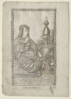 Master Of The E Series Tarocchi Italian Prints: Poetry (from the Tarocchi, series C: Liberal Arts, #27), before 1467