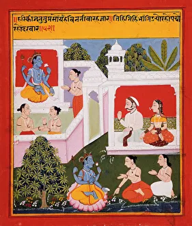 The Poet's Prayer to Krishna, Folio illustrating the Satsaiya of Biharilal, between 1719 and 1720. Creator: Unknown