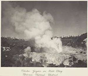 Erupting Prints: Pohutu Geyser in full play, Rotorua thermal district, 1920s. Creator: Harry Moult