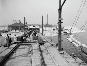 Tracks Prints: Point oyster houses, Biloxi, Miss. c1906. Creator: Unknown