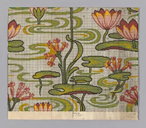 Water Lily Prints: Point Paper (mise-en-carte), France, c. 1880. Creator: Possibly from the firm of Emile