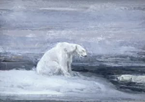 John Macallan Swan Prints: Polar Bears watching for Seals at an Ice Hole, c1867-1910. Artist: John MacAllan Swan