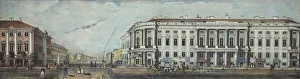 The Police Bridge with the Stroganov Palace. From the panorama of the Nevsky Prospekt, 1830. Artist: Ivanov, Ivan Alexeyevich (1779-1848)