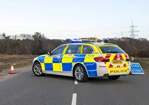 Ambulance Prints: Police car and ambulance attending road traffic accident 2018. Creator: Unknown