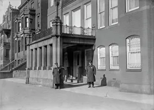 US police outside the German Embassy, Washington DC, 1917. Creator: Harris & Ewing. US police outside the German Embassy, Washington DC, 1917. Creator: Harris & Ewing
