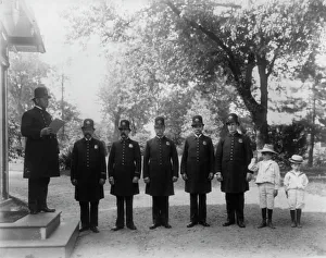 Archibald Bulloch Roosevelt Prints: Police roll call inspection at the White House