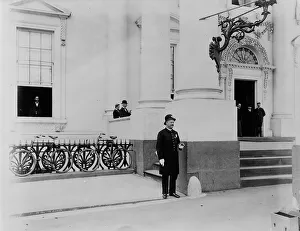 Official Residence Prints: Policeman standing guard at entrance to White House
