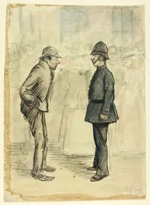 Vagabond Prints: Policeman and Tramp, 1898. Creator: Philip William May